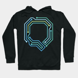 Alphabet Q Circuit Typography Design Hoodie